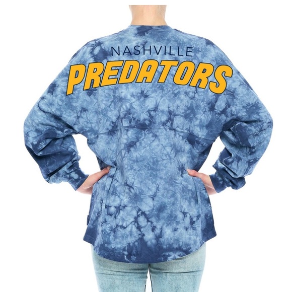 Nashville Predators Fanatics Women's Navy Tie -Dye Long Sleeve T-Shirt Sz Large - Picture 5 of 6